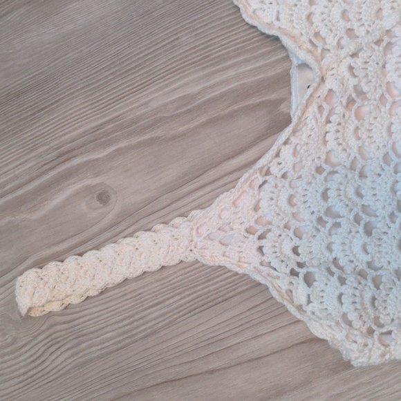 90's vintage Lilly Pulitzer crochet tank top fully lined cream colored - Picture 4 of 16